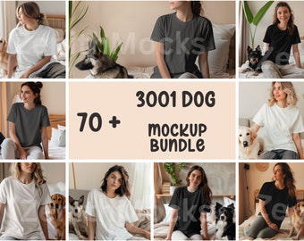 Bella 3001 Dog Mockup Bundle | Dog Shirt Mock Up | 3001 bundle | Mockup With Dog | Women Pet Mockup |