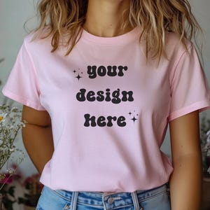 Blossom Comfort Colors 1717 T-Shirt Mockup | Over-Size Shirt Mockup | Digital Mockup | Female Model | POD Mockup | Pink Shirt Mockup