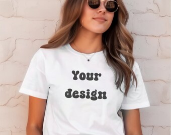 3001 Weißes T-Shirt Mockup | Bella Canvas 3001 Weißes T-Shirt Mock-Up | Einfach Weiß Bella Canvas Shirt Mock