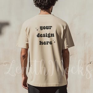 Male Gildan 5000 Natural Shirt Mockup | Streetwear Mockup | Urban Gildan Shirt Mocks | Loose Fit Tee Mockup | Front and Back Side Mockups