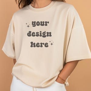 Gildan 5000 Natural  Tshirt Mockup | G500 Natural T-shirt Mockup | Gildan Simple Tee | Minimal Neutral Boho Aesthetic Shirt
