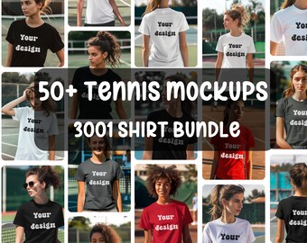 3001 Tennis mockup bundle | Bella 3001 TShirt Mockup | T-Shirt Mockup | Sports Mock | Womens 3001 Tshirt | Tennis Player Pickleball Mockup