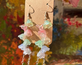 Minty Jellyfish Dangle Earrings, Bellflower earrings