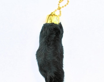 Black Natural Rabbit Foot Keychain