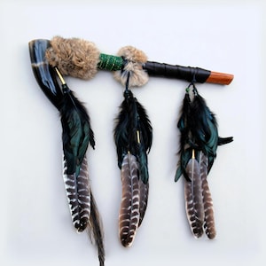 Buffalo Horn Peacepipe, Smokable Peace Pipe, Native American Wall Hanging, Southwest Decor