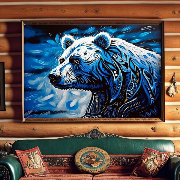 Pacific Coast Haida Bear Canvas Art Print, Landscape Artwork, 6 sizes