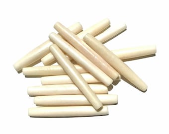 2″ White Buffalo Bone Hairpipe Beads, Pkg of 100, Hairpipe Breastplate Supplies