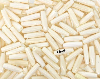 1" White Hairpipe,  Pkg of 100 Natural Buffalo Bone Beads, Hair Pipe Choker Beads