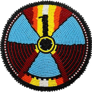 2.5″ Rainbow Thunderbird Beaded patch, Sew On Applique, Regalia Supplies
