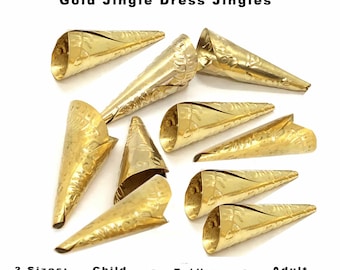Gold Jingle Cones in 3 sizes for Jingle Dresses, Great for Sewing Projects or Native Crafts