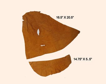 Dark Gold Suede Deerskin Leather Pieces, Assorted Sizes Available, Craft Grade