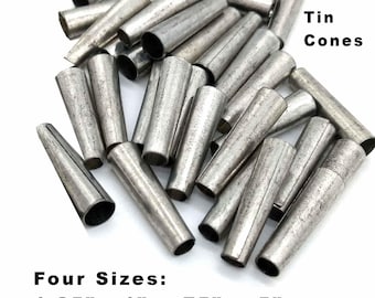 Tin Crimp Cones in 4 sizes for Native Crafts, Jewelry Making & Sewing Decorations