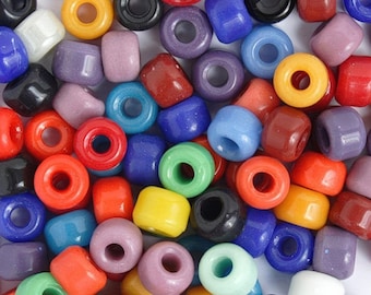 Opaque Glass Crow Beads: Mixed Colors, 9mm (100 Strand)