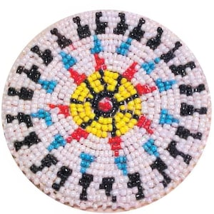 Écusson de perles de rocaille rondes de 3 po., rosace de rocailles, appliques de perles