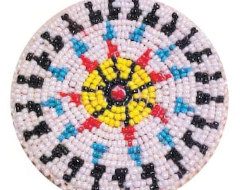 3 ″ Runde Perlenapplikation, Seed Beadwork Rosette