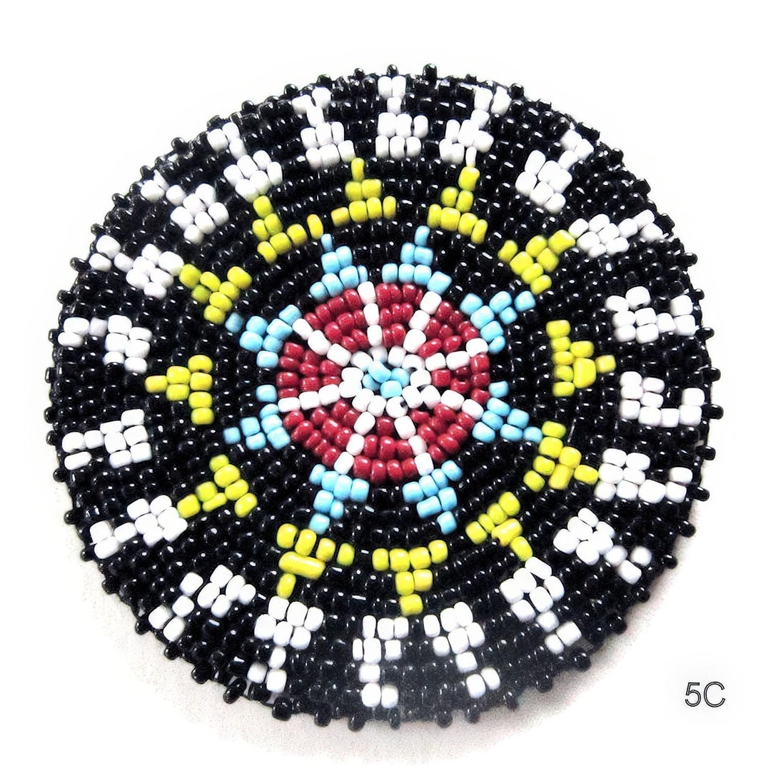 3″ Round Seed Bead Patch, Seed Beadwork Rosette, Beaded Applique - Etsy