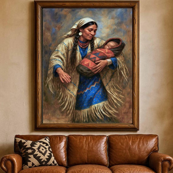 Native American Art Mother And Child