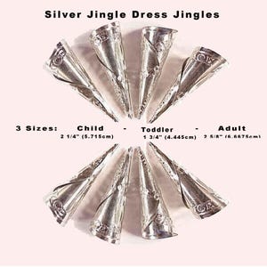 Silver Jingle Cones in 3 sizes for Jingle Dresses, Great for Sewing Projects or Native Crafts