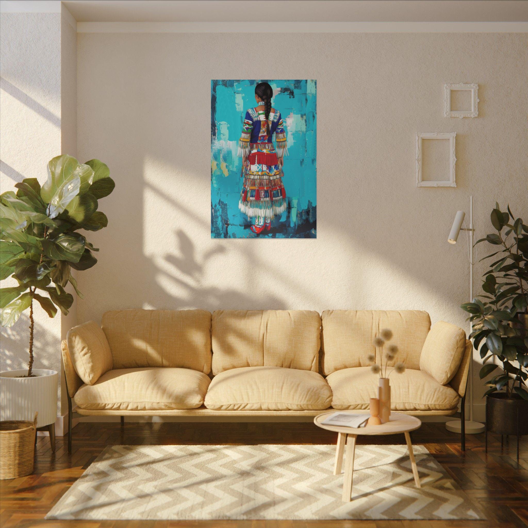 Matte Canvas, Jingle Dress Dancer Wall Art Print - Native American ...