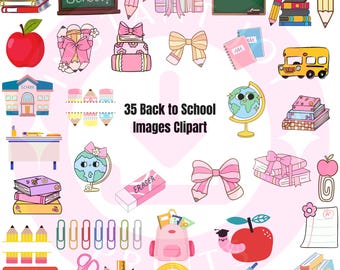 Back to School-clipartbundel | 35 png-bestanden | Transparante achtergrond | 5000 x 5000 | Digitale download