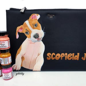 Realistic custom pet portraits Hand painted Pet art on bags wallets Dog portraits Personalised Dog art Gift for pet owners lovers