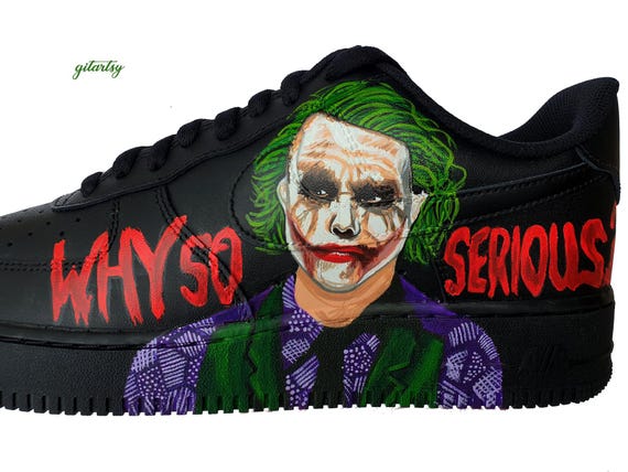 Custom Hand Painted Batman and Joker Why so Serious Nike Air Force