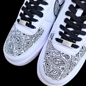 Custom Hand-Painted Nike Air Force 1 Sneakers with a realistic portrait of Singer Tupac and Sidhu Moosewala hands with paisley designs - Personalized Shoes for Music fans lovers- Tupac, Sidhu Moosewala