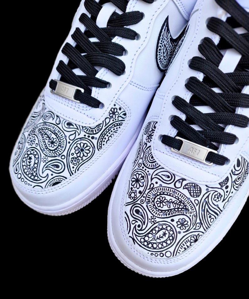 Custom Hand-Painted Nike Air Force 1 Sneakers with a realistic portrait of Singer Tupac and Sidhu Moosewala hands with paisley designs - Personalized Shoes for Music fans lovers- Tupac, Sidhu Moosewala