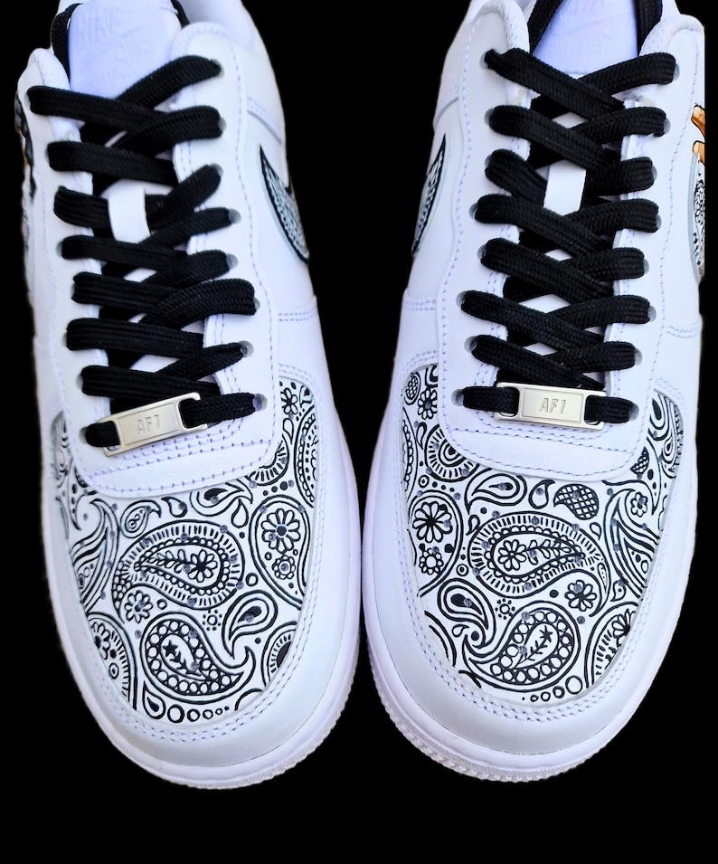 Custom Hand-Painted Nike Air Force 1 Sneakers with a realistic portrait of Singer Tupac and Sidhu Moosewala hands with paisley designs - Personalized Shoes for Music fans lovers- Tupac, Sidhu Moosewala