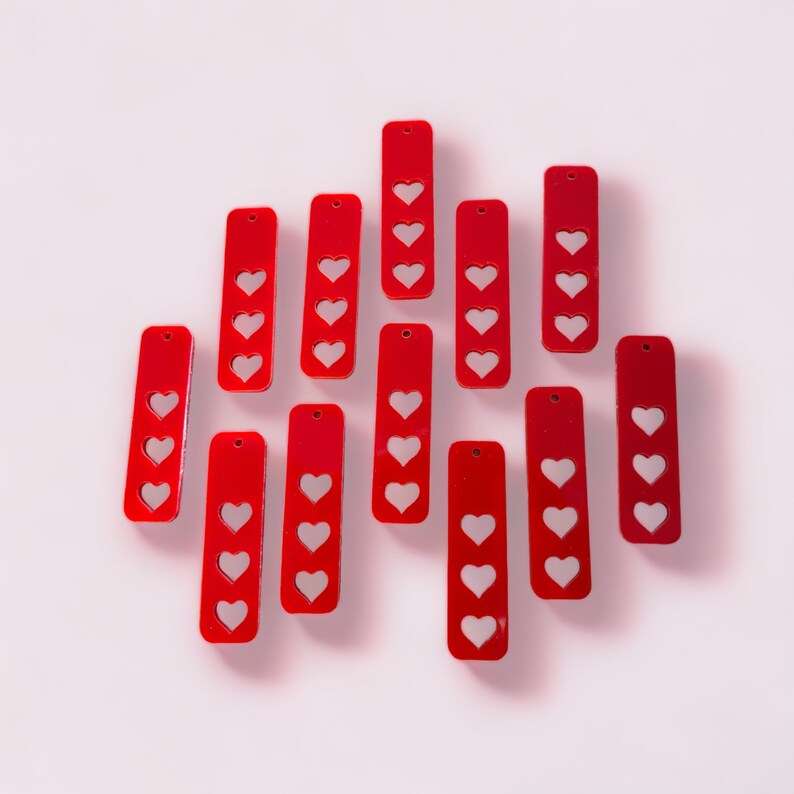 Acrylic Heart Charms, Bulk DIY Wholesale Supplies, Laser Cut Blanks