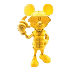 Złota figurka Myszki Miki – Myszka Streetwear Drukowana w 3D | Wystawa Kolekcjonerska Urban Pop Art