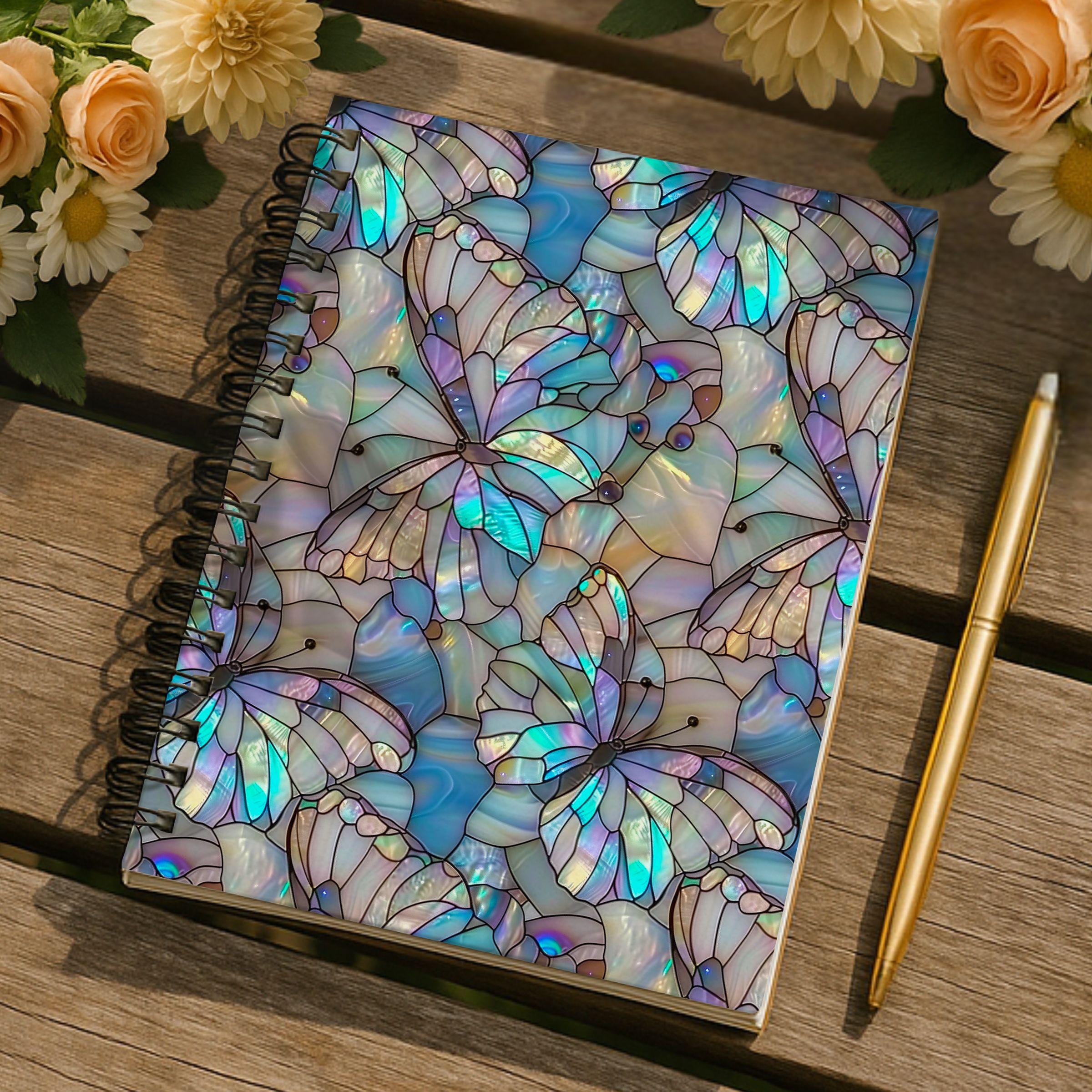 Butterfly Effect Notebook Faux Stained Glass Butterflies Spiral Notebook | Mosaic Butterfly Lined ...