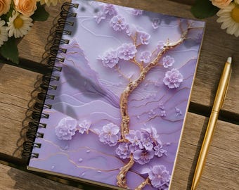 Lavender Cherry Blossom Spiral Notebook | Ruled Journal