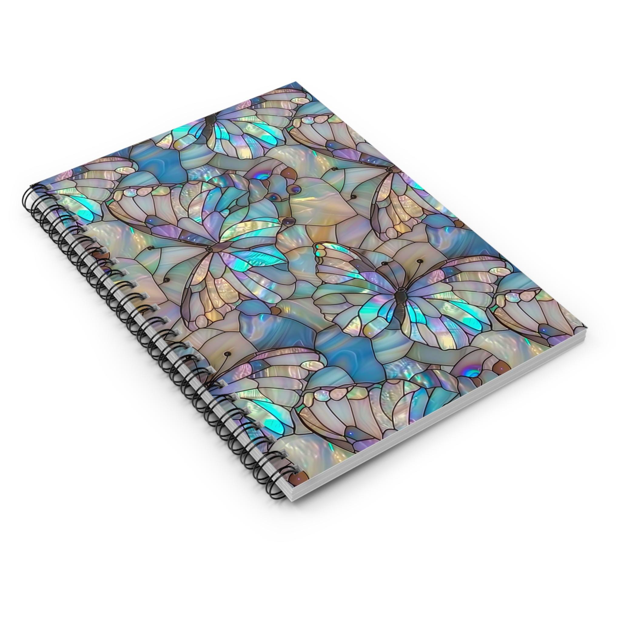 Butterfly Effect Notebook Faux Stained Glass Butterflies Spiral Notebook | Mosaic Butterfly Lined ...