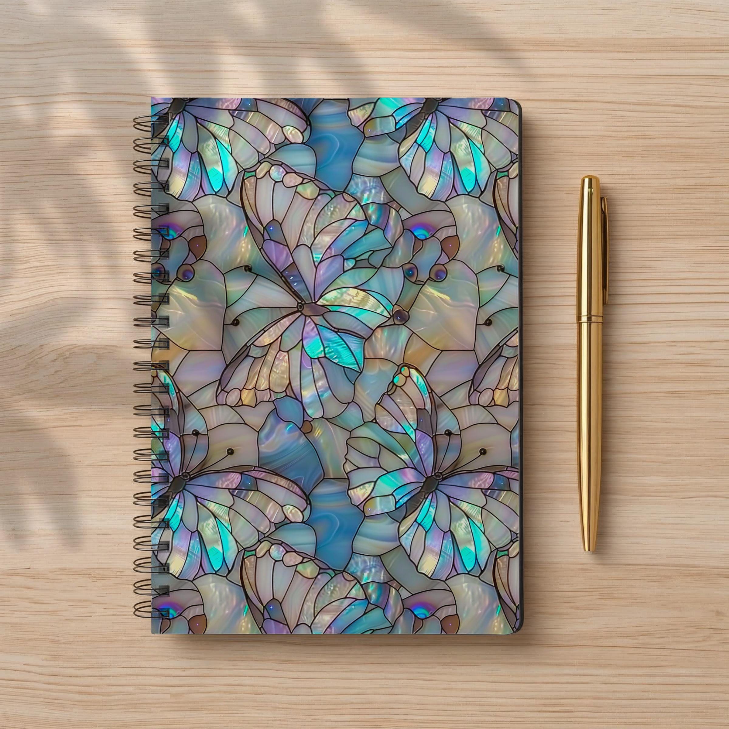 Butterfly Effect Notebook Faux Stained Glass Butterflies Spiral Notebook | Mosaic Butterfly Lined ...