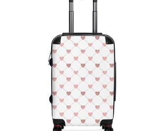 Rose Gold Plaid Hearts Suitcase