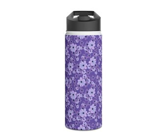 Bouteille d'eau en acier inoxydable sans BPA Fleurs violettes