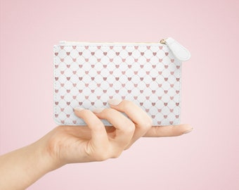 Mini bolso de mano con corazones a cuadros en oro rosa