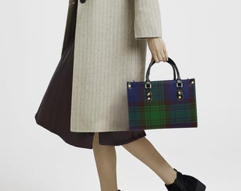 Bolsa de luxo xadrez azul-marinho com fecho de zíper (disponível em 2 tamanhos)