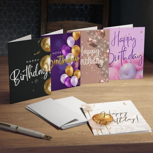Happy Birthday-Ballonparty-Grußkarten mit mehreren Designs (5er-Pack)