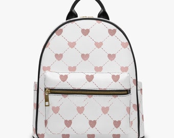 Rose Gold Plaid Hearts Medium Backpack