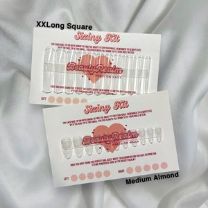 Press On Nails Sizing Kit / Almond Sizing Kit / Square Sizing Kit / Stilleto Sizing Kit / Coffin Sizing Kit / Custom Nails Sizing Kit