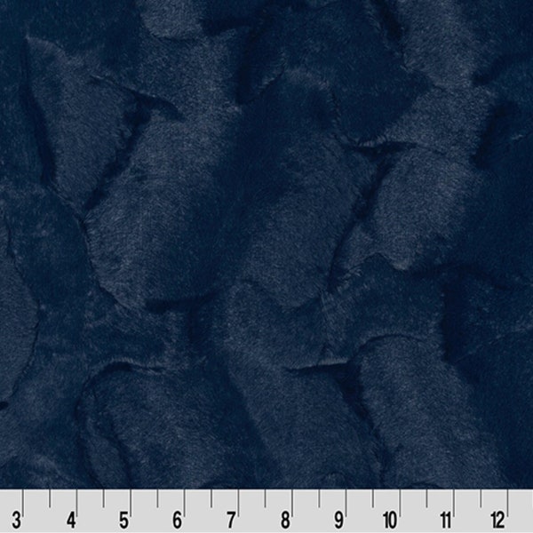 Navy Minky Luxe Cuddle Hide by Shannon Fabrics. Dark blue fabric by the yard.