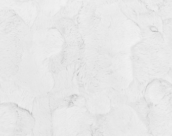 Snow White Minky Luxe Cuddle Hide by Shannon Fabrics. Soft polyester faux fur fabric by the yard. 10 mm pile.