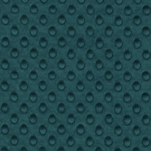May include: Teal blue fabric with a textured, raised dot pattern. The fabric is soft and plush.