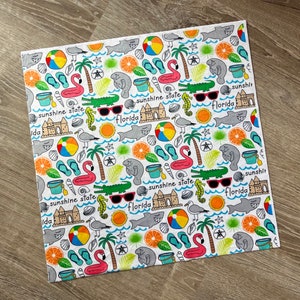 Florida minky fabric piece. 18 by 18 inch square. Soft FL icons polyester material.