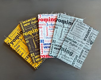 Wyoming fabric fat quarter (FQ). WY Cities cotton material. Ready to ship.