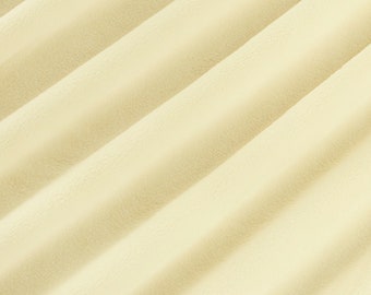 Vanilla Minky Solid Cuddle 3 by Shannon Fabrics. Smooth light yellow fabric by the yard. 3mm pile.