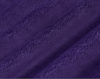 Eggplant Minky Solid Cuddle 3 by Shannon Fabrics. Soft smooth dark purple polyester fabric by the yard. 3mm pile.