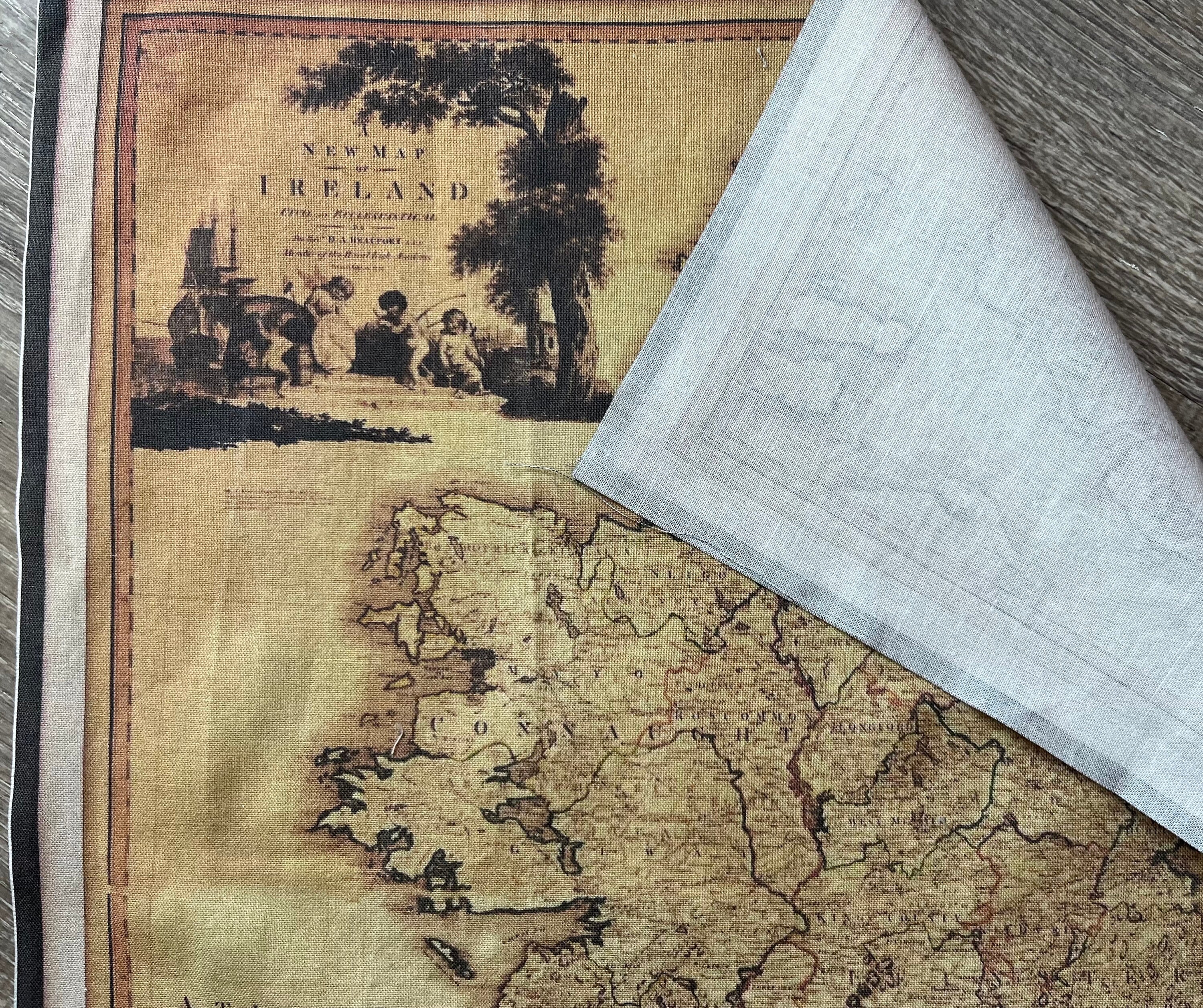 Ireland Map Fabric Piece. 13 by 17 Inch Cotton or 12 by 16 Inch Organic ...